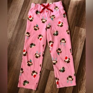 Girls pink Holiday Pug Dog fleece pajama pants. Excellent used condition.